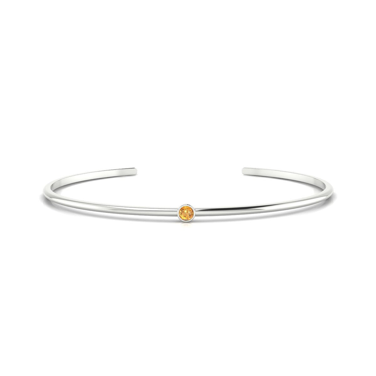Purity | 18k White Gold 3 mm Round Citrine Bangle