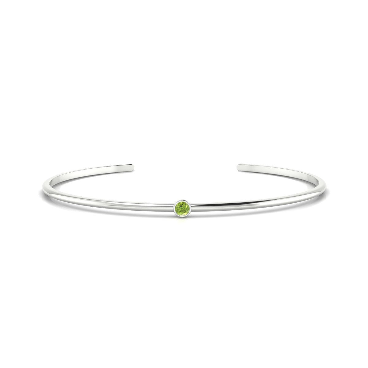 Purity | 18k White Gold 3 mm Round Peridot Bangle