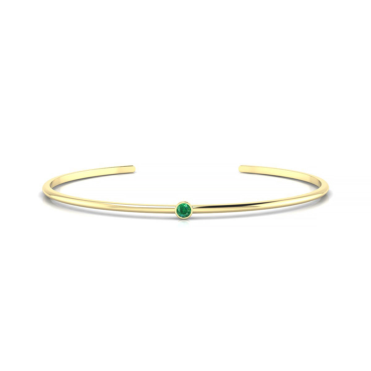 Purity | 18k Yellow Gold 3 mm Round Emerald Bangle