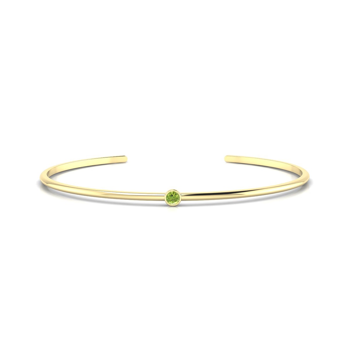 Purity | 18k Yellow Gold 3 mm Round Peridot Bangle