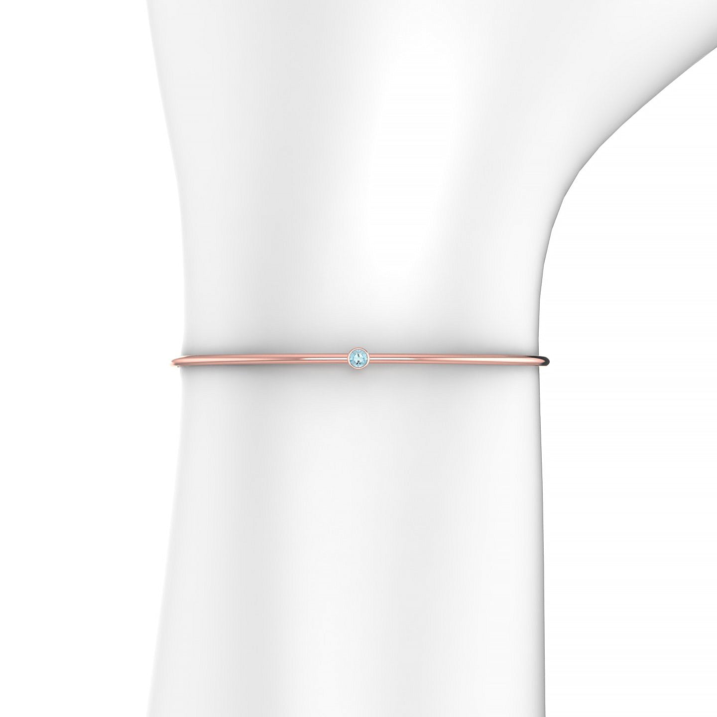 Purity | 18k Rose Gold 3 mm Round Aquamarine Bangle