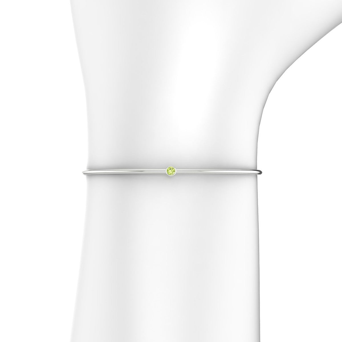 Purity | 18k White Gold 3 mm Round Peridot Bangle