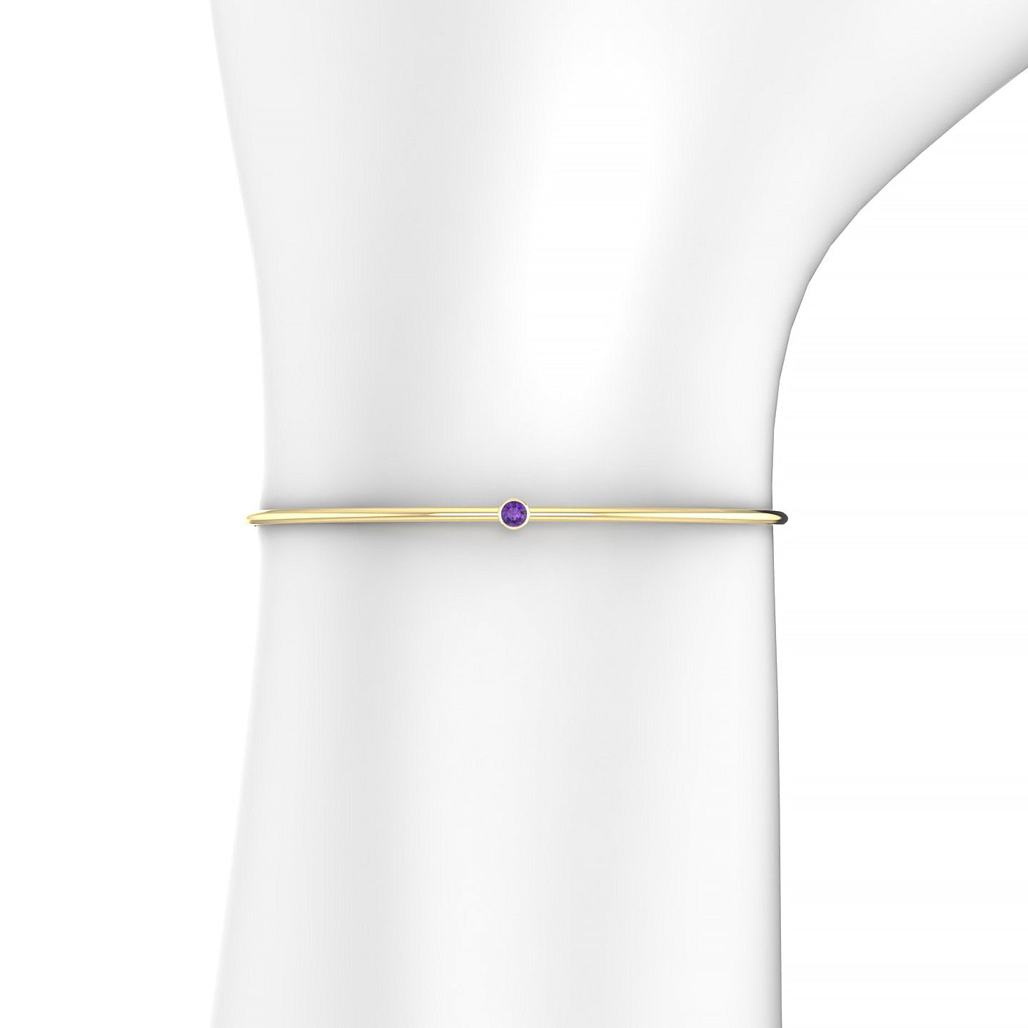 Purity | 18k Yellow Gold 3 mm Round Amethyst Bangle