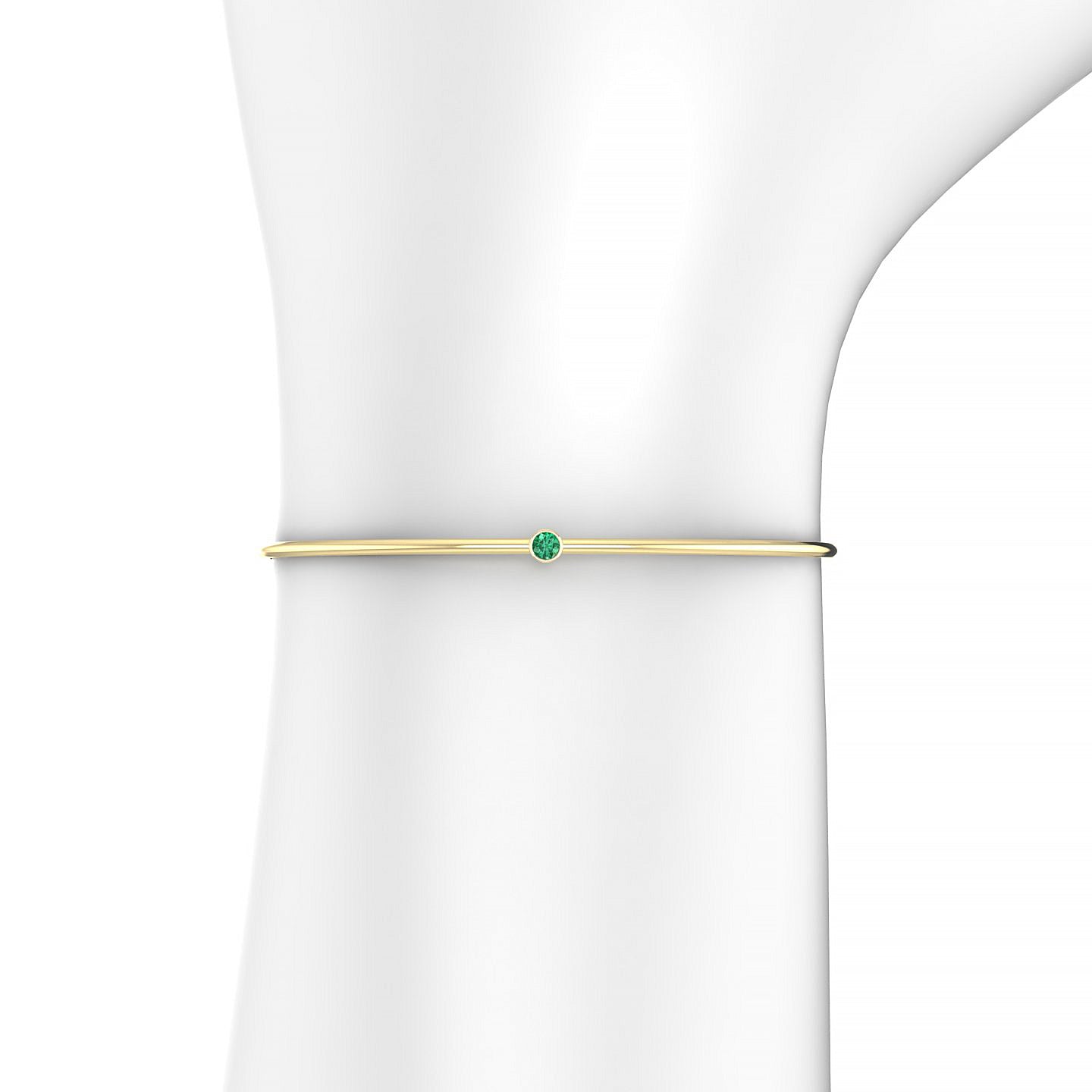 Purity | 18k Yellow Gold 3 mm Round Emerald Bangle