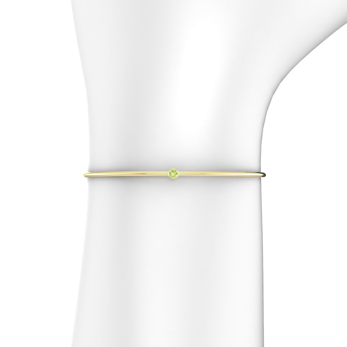 Purity | 18k Yellow Gold 3 mm Round Peridot Bangle
