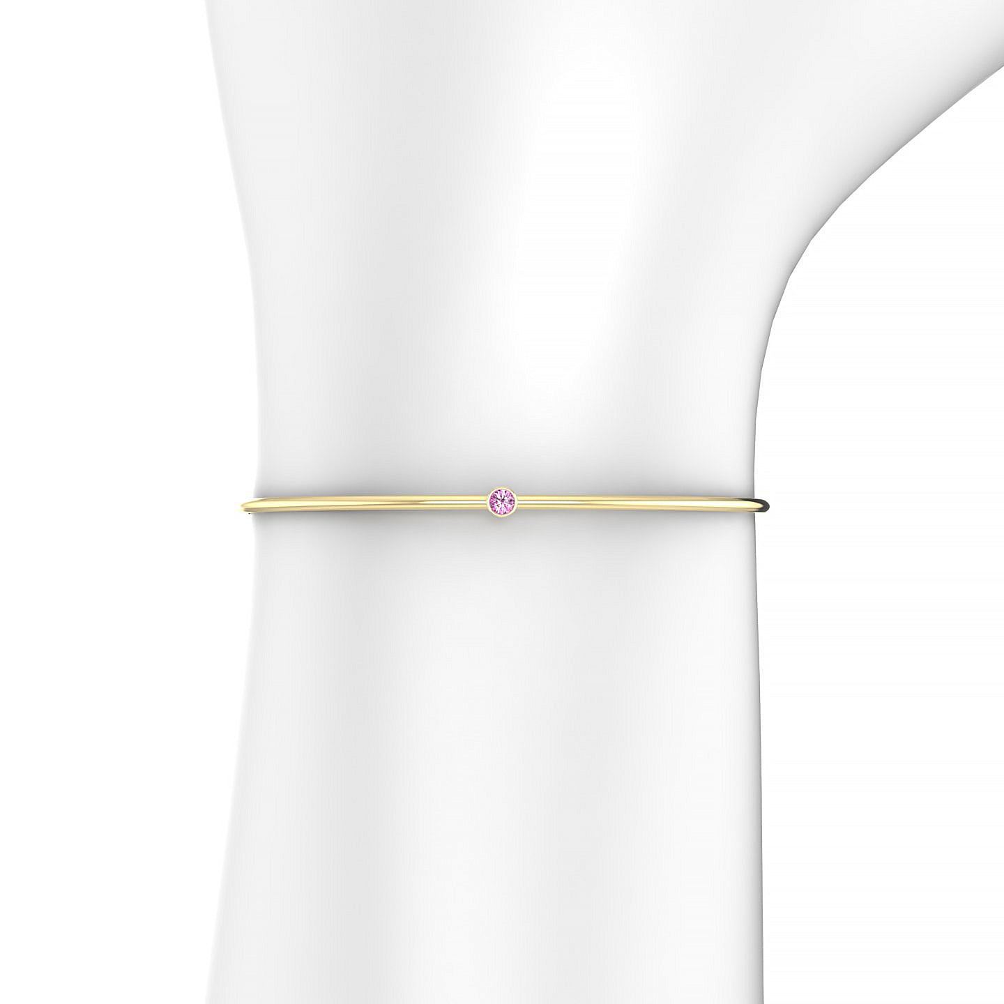 Purity | 18k Yellow Gold 3 mm Round Pink Sapphire Bangle