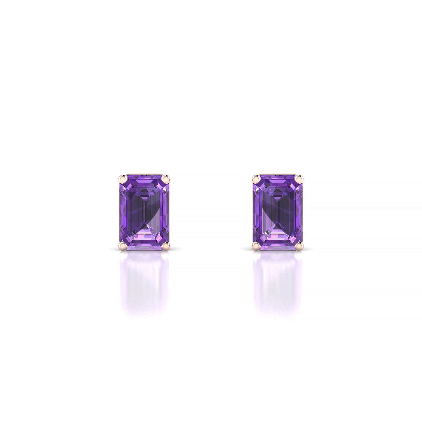Radiance | 18k Rose Gold 6 x 4 mm Emerald Amethyst Earrings