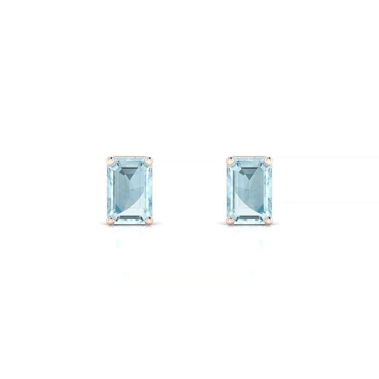 Radiance | 18k Rose Gold 6 x 4 mm Emerald Aquamarine Earrings