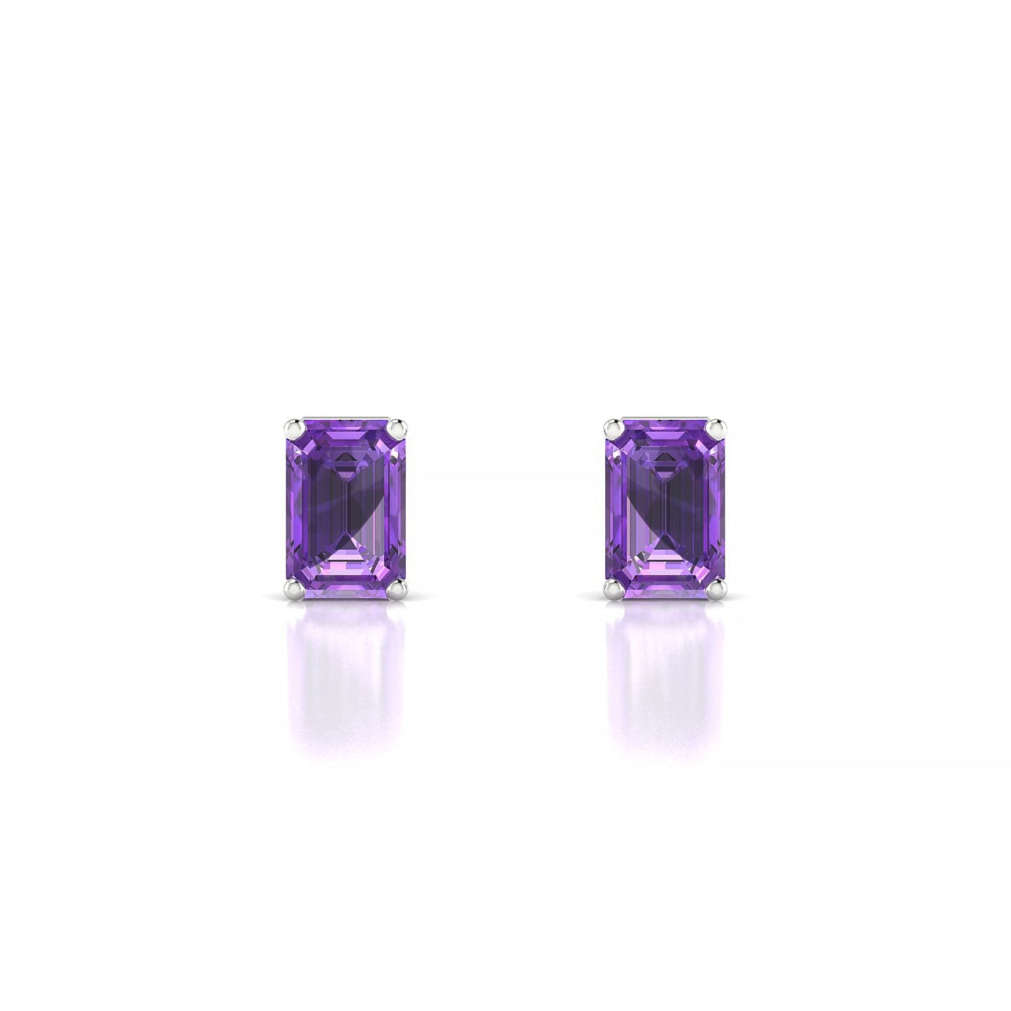Radiance | 18k White Gold 6 x 4 mm Emerald Amethyst Earrings