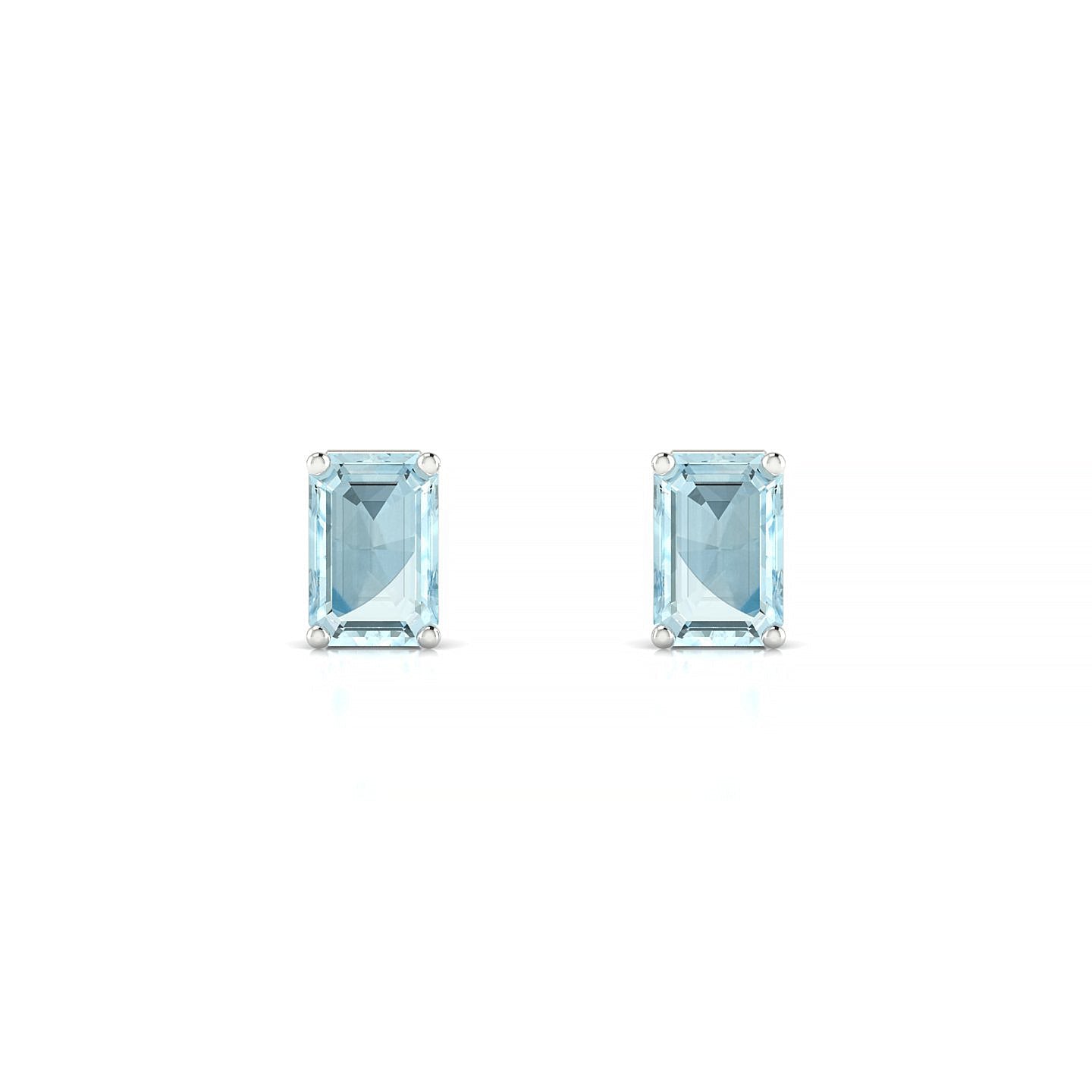 Radiance | 18k White Gold 6 x 4 mm Emerald Aquamarine Earrings