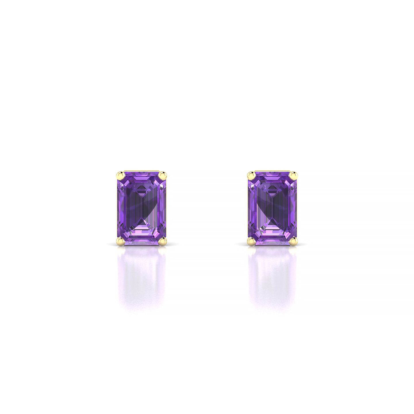 Radiance | 18k Yellow Gold 6 x 4 mm Emerald Amethyst Earrings