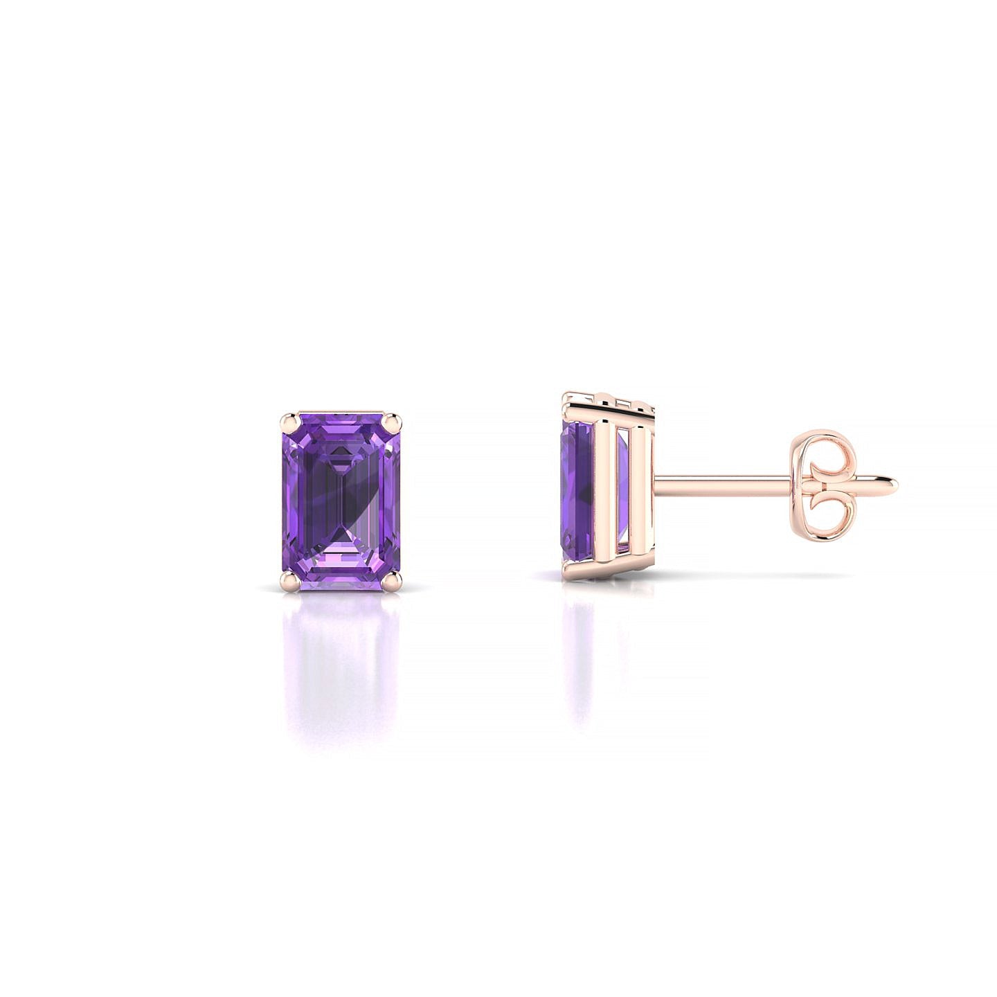 Radiance | 18k Rose Gold 6 x 4 mm Emerald Amethyst Earrings