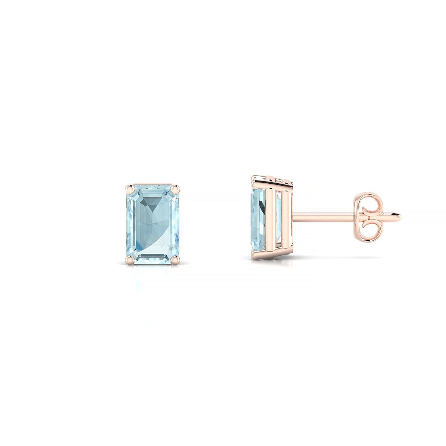 Radiance | 18k Rose Gold 6 x 4 mm Emerald Aquamarine Earrings