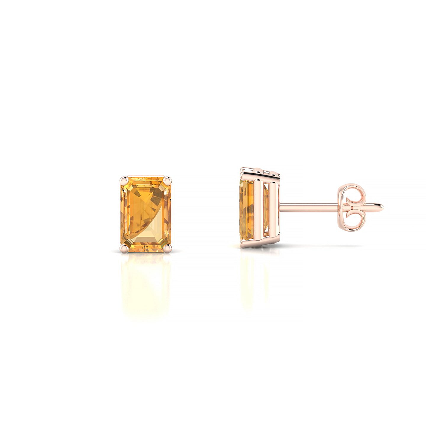 Radiance | 18k Rose Gold 6 x 4 mm Emerald Citrine Earrings