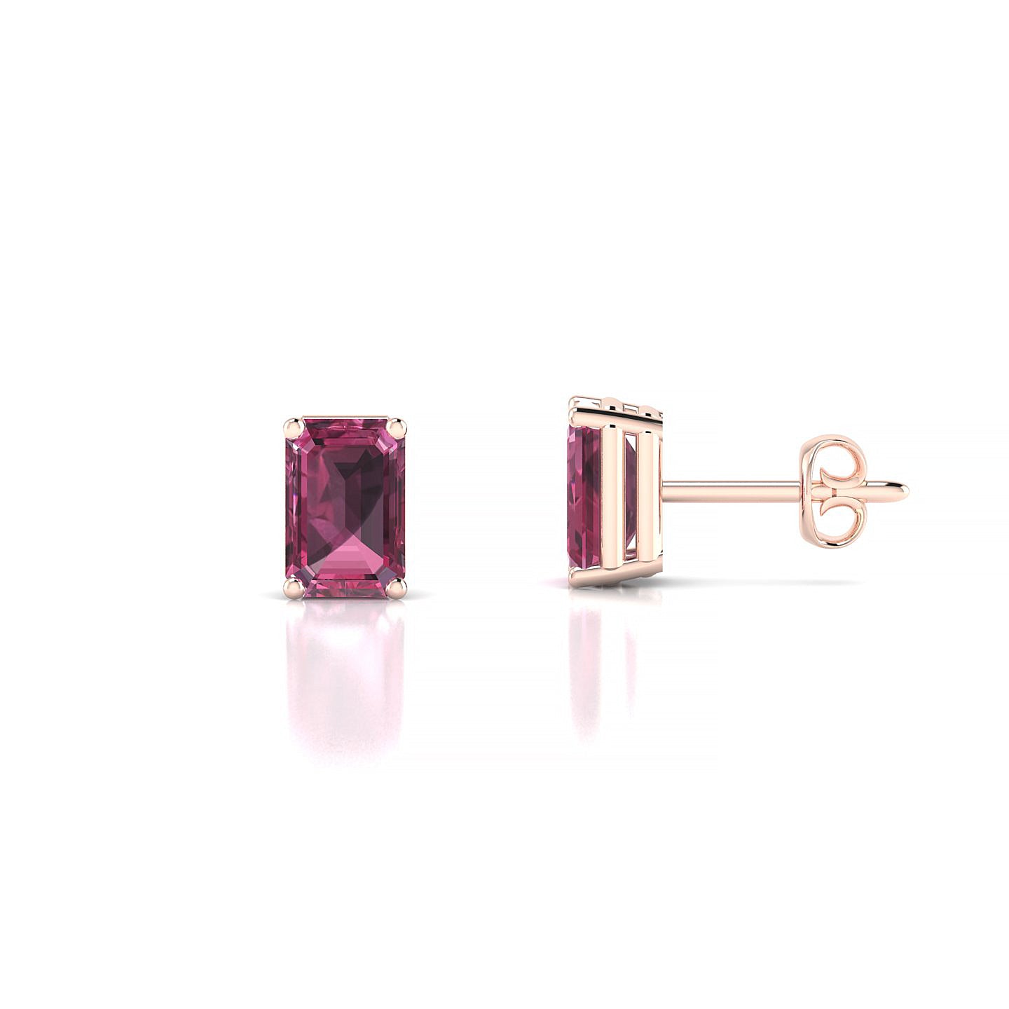 Radiance | 18k Rose Gold 6 x 4 mm Emerald Rhodolite Earrings