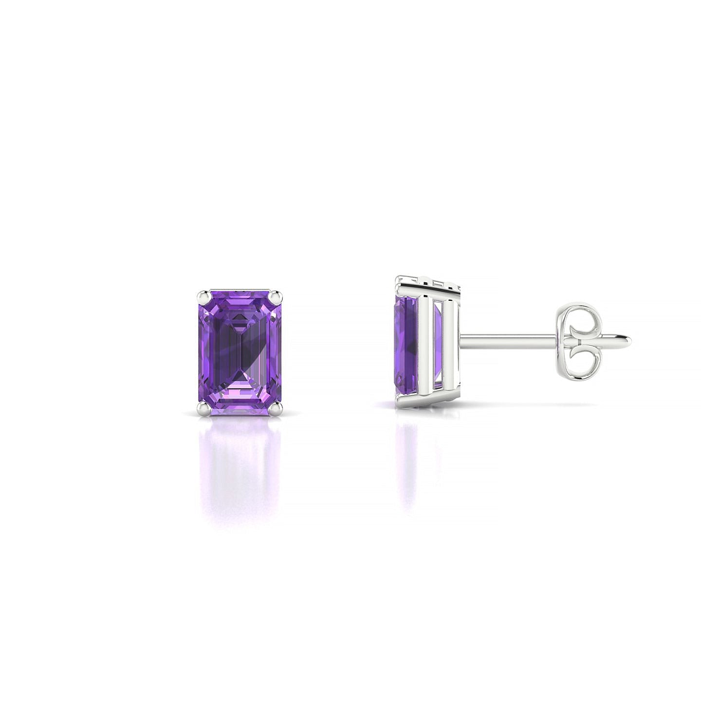 Radiance | 18k White Gold 6 x 4 mm Emerald Amethyst Earrings
