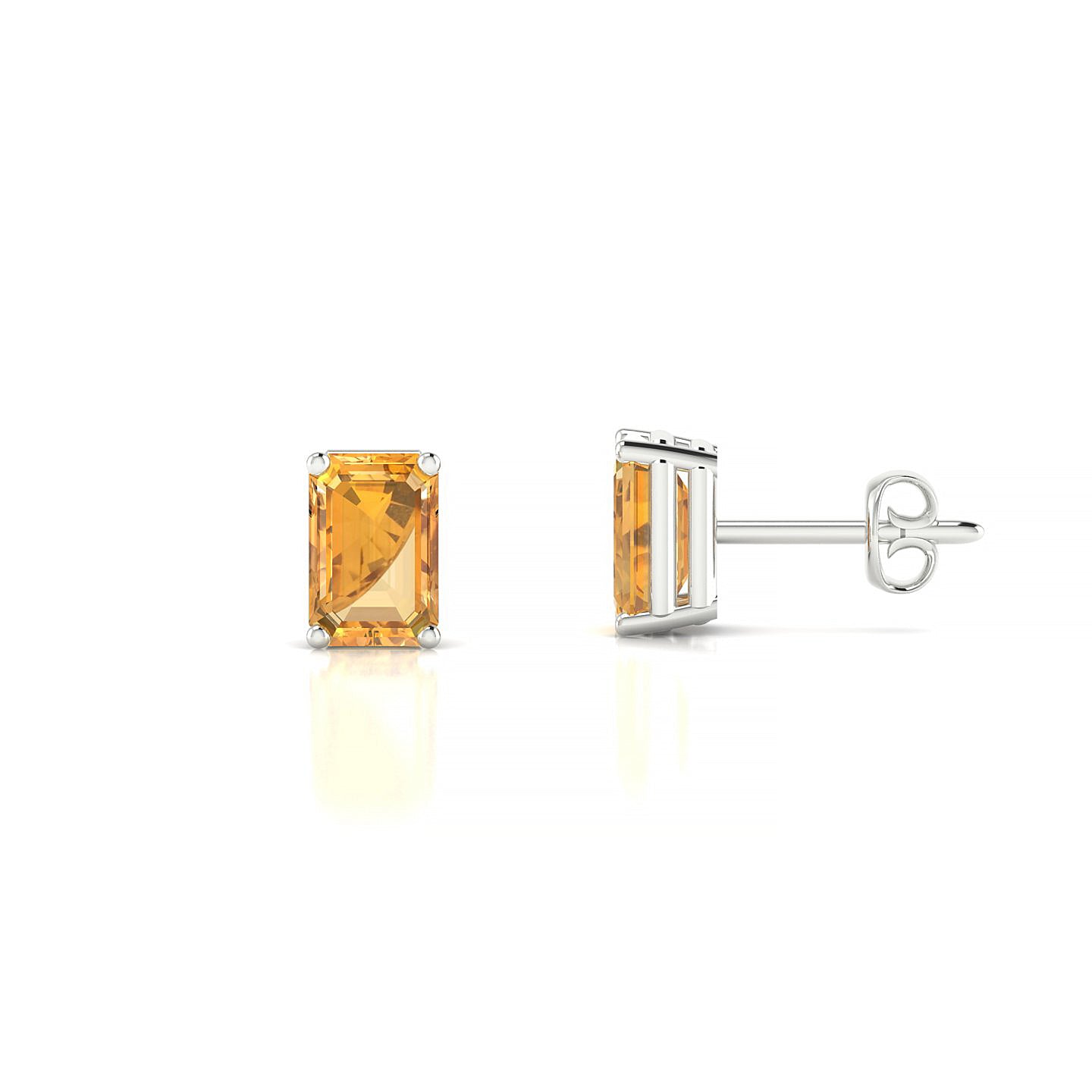 Radiance | 18k White Gold 6 x 4 mm Emerald Citrine Earrings