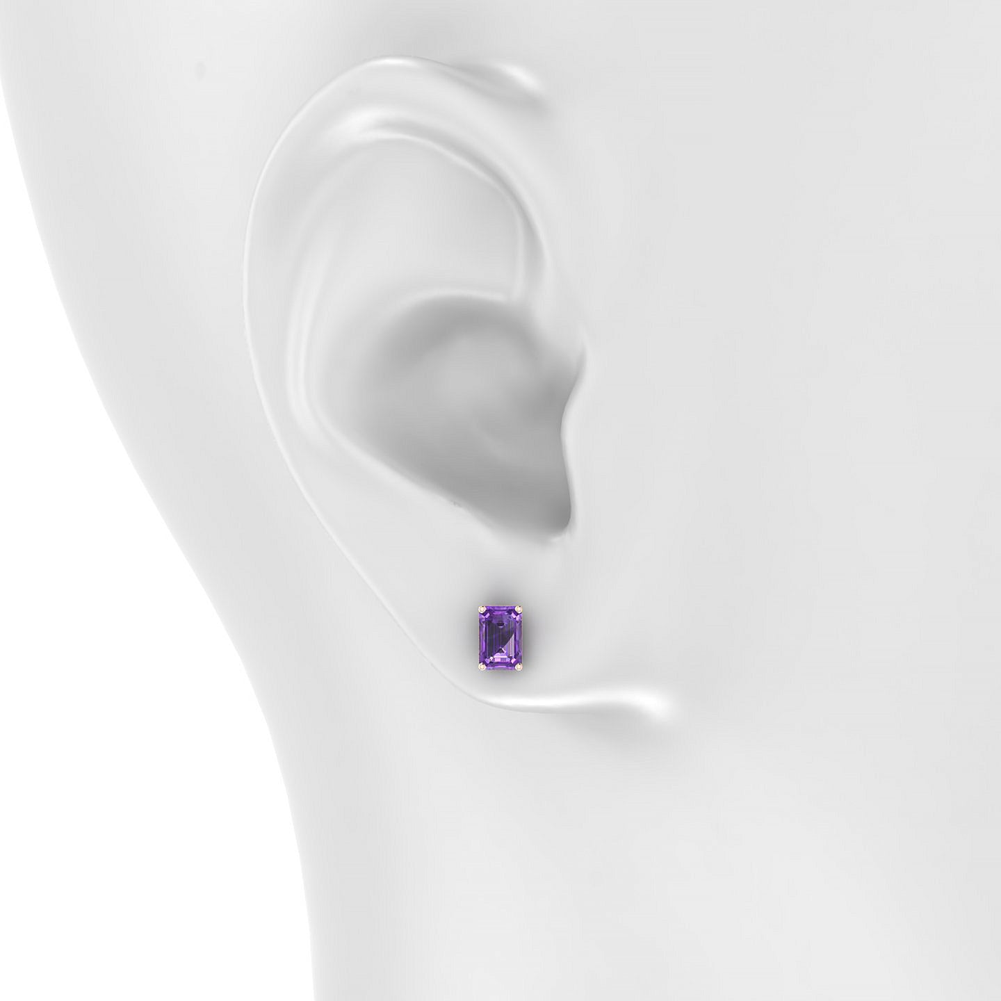 Radiance | 18k Rose Gold 6 x 4 mm Emerald Amethyst Earrings