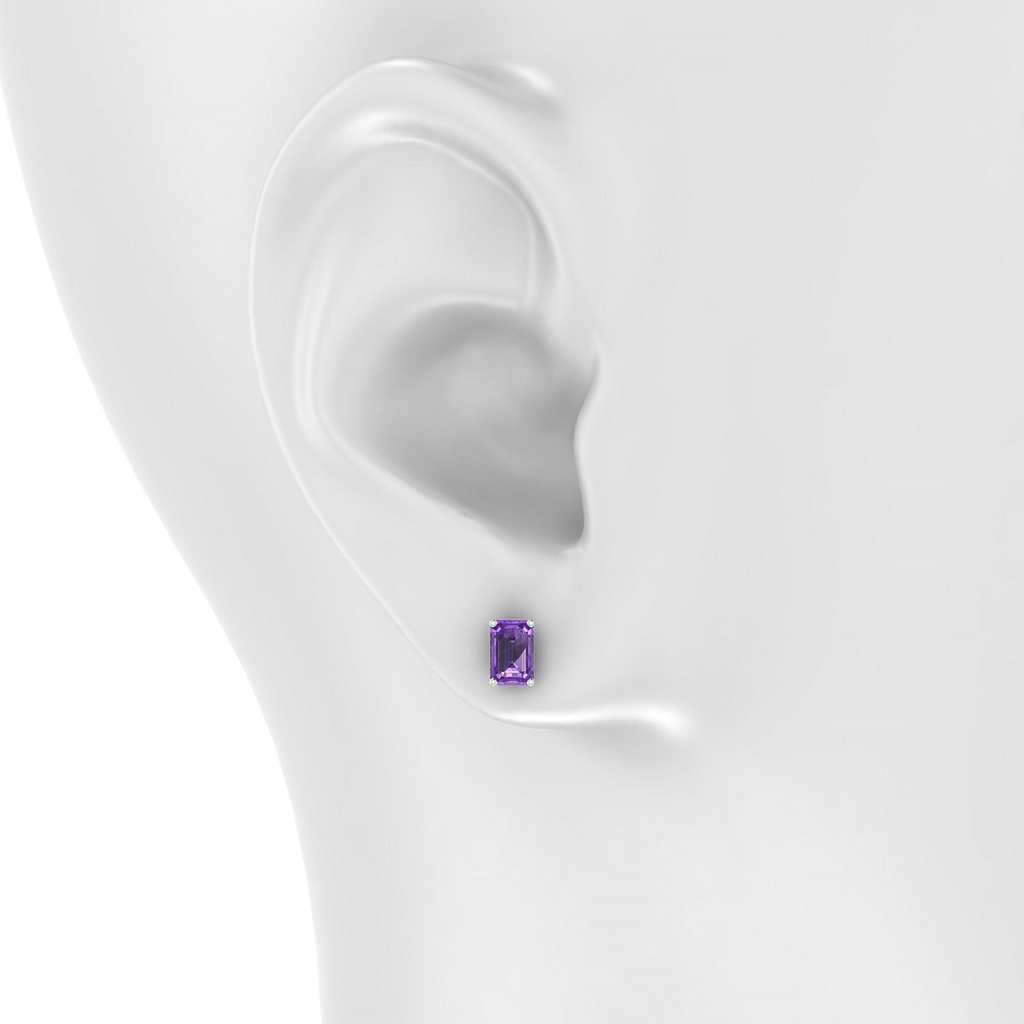 Radiance | 18k White Gold 6 x 4 mm Emerald Amethyst Earrings