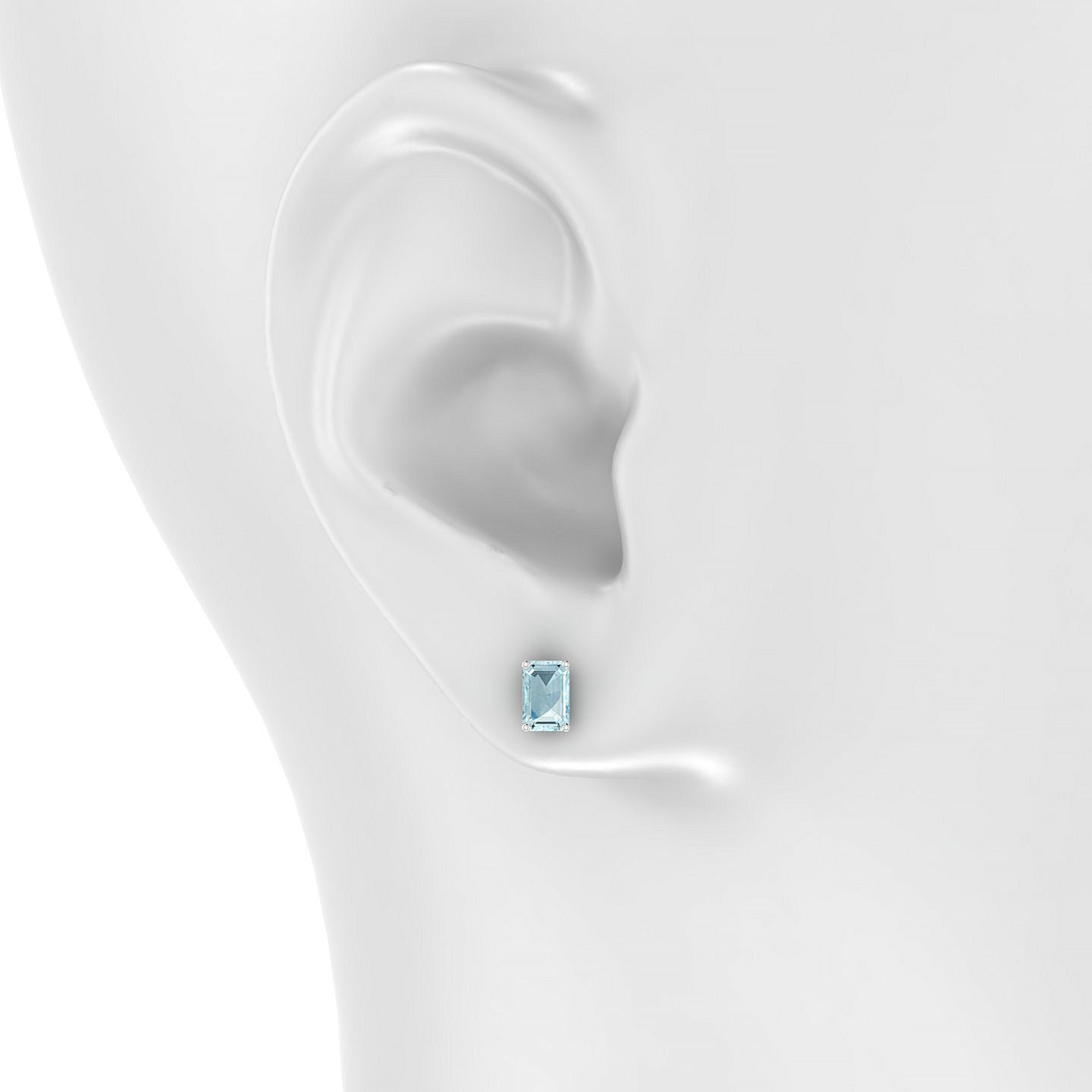 Radiance | 18k White Gold 6 x 4 mm Emerald Aquamarine Earrings