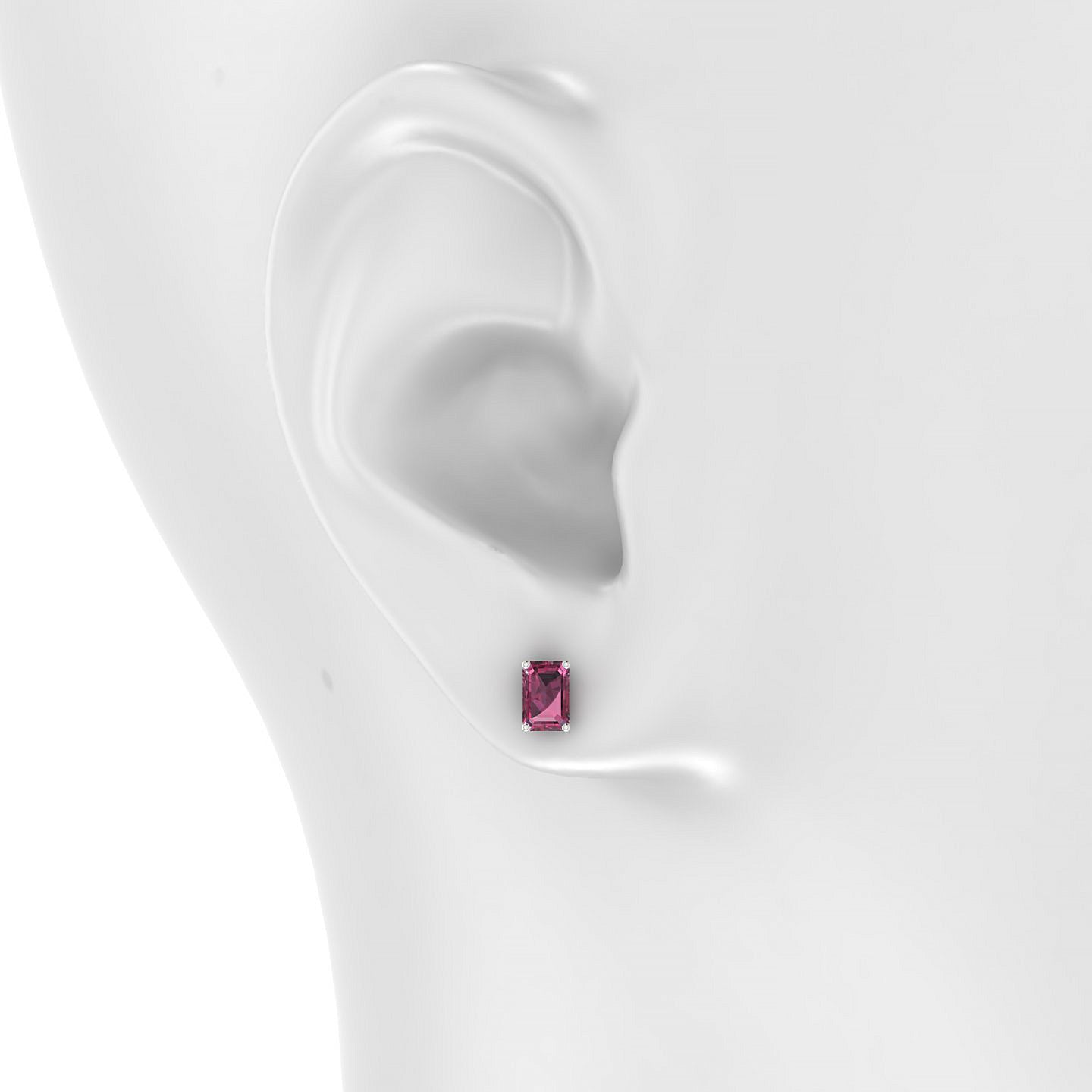 Radiance | 18k White Gold 6 x 4 mm Emerald Rhodolite Earrings