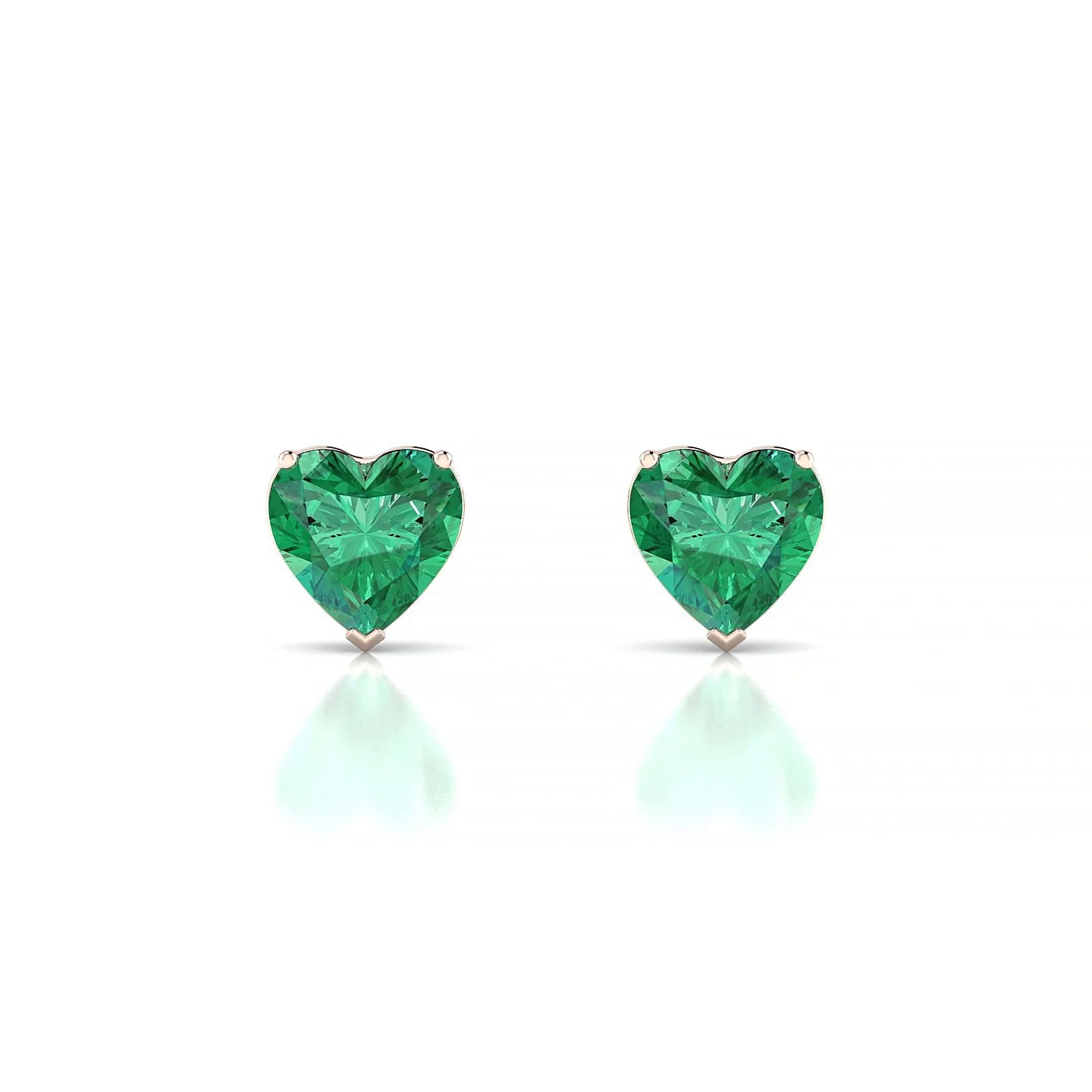 Radiance | 18k Rose Gold 5.5 mm Heart Emerald Earrings