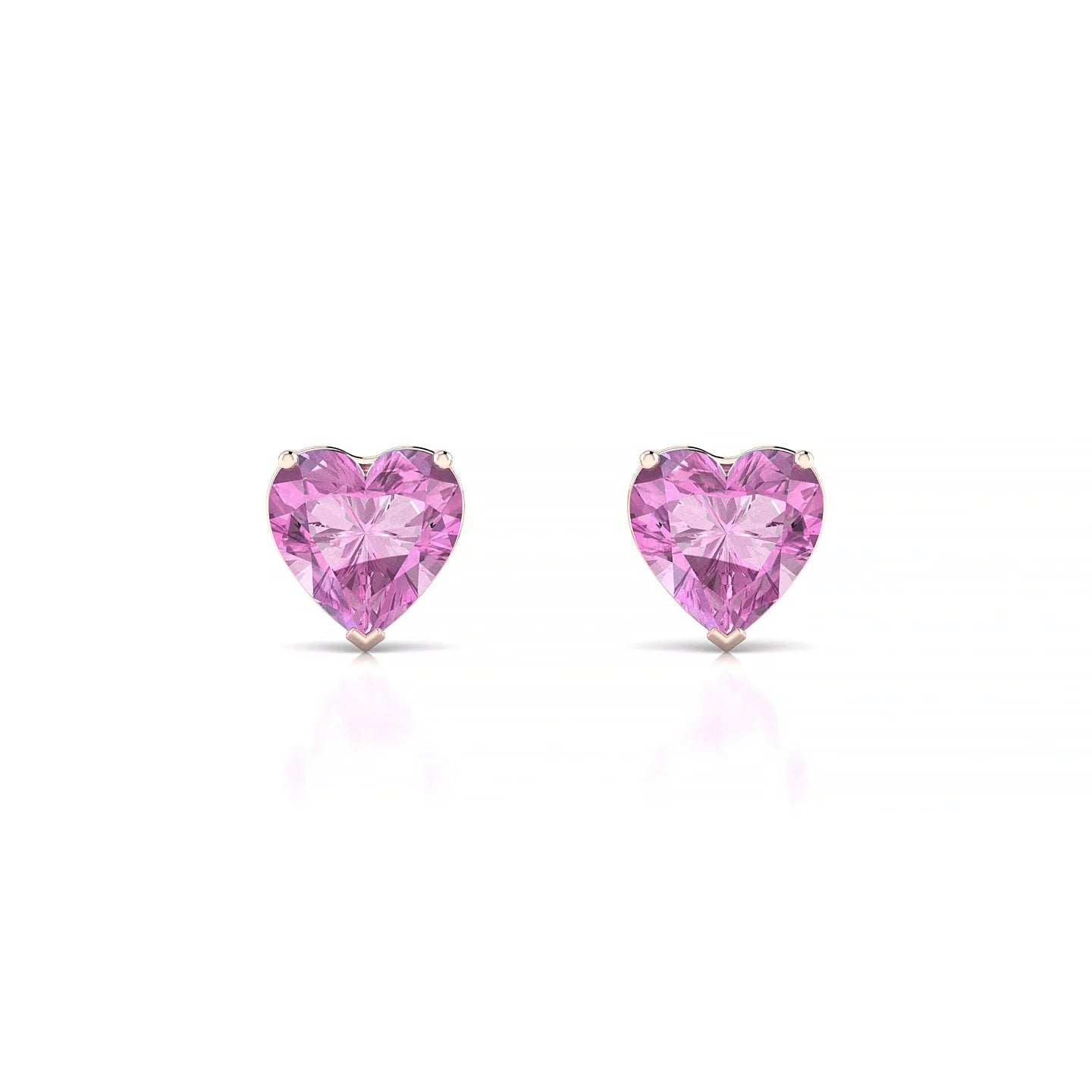 Radiance | 18k Rose Gold 5.5 mm Heart Pink Sapphire Earrings
