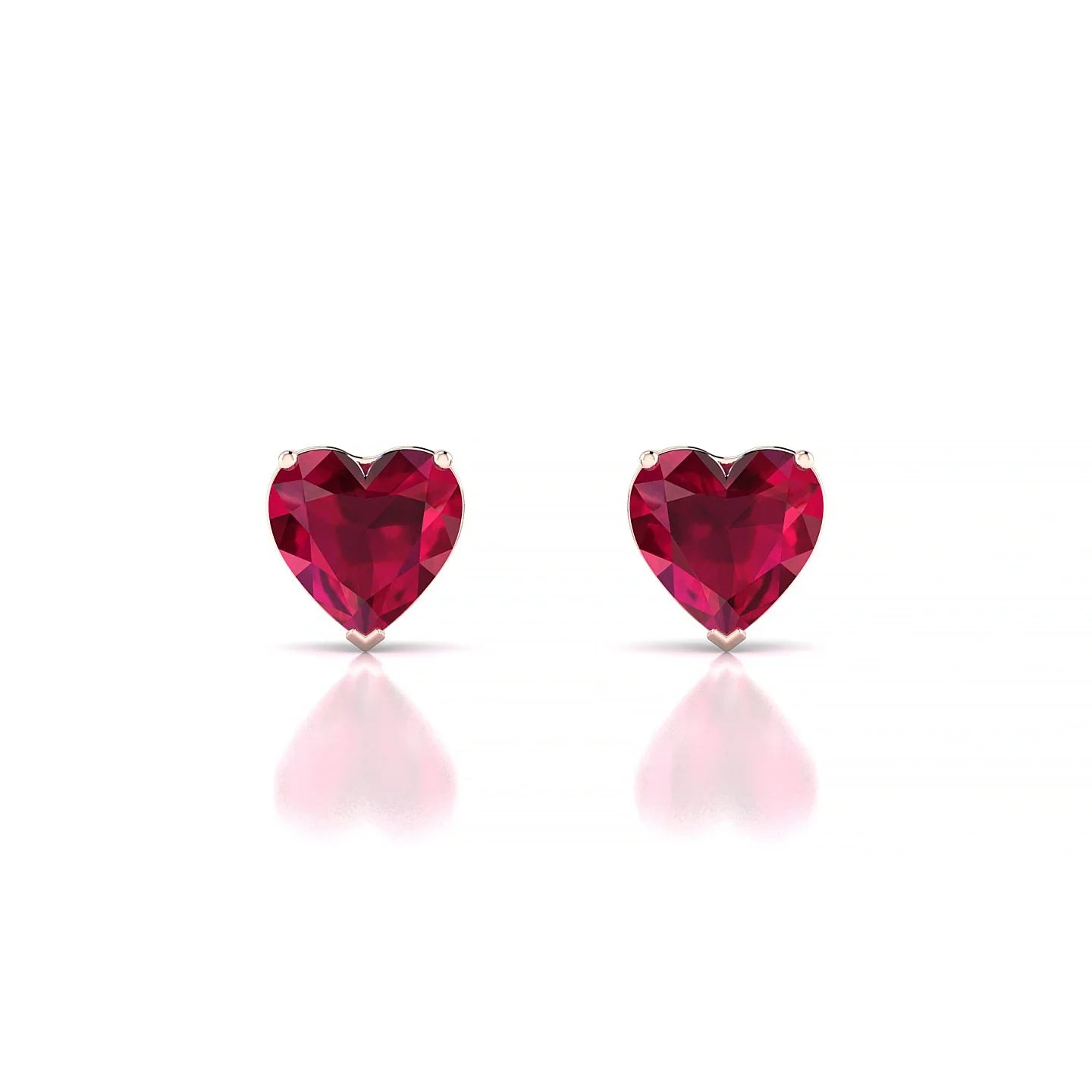 Radiance | 18k Rose Gold 5.5 mm Heart Ruby Earrings