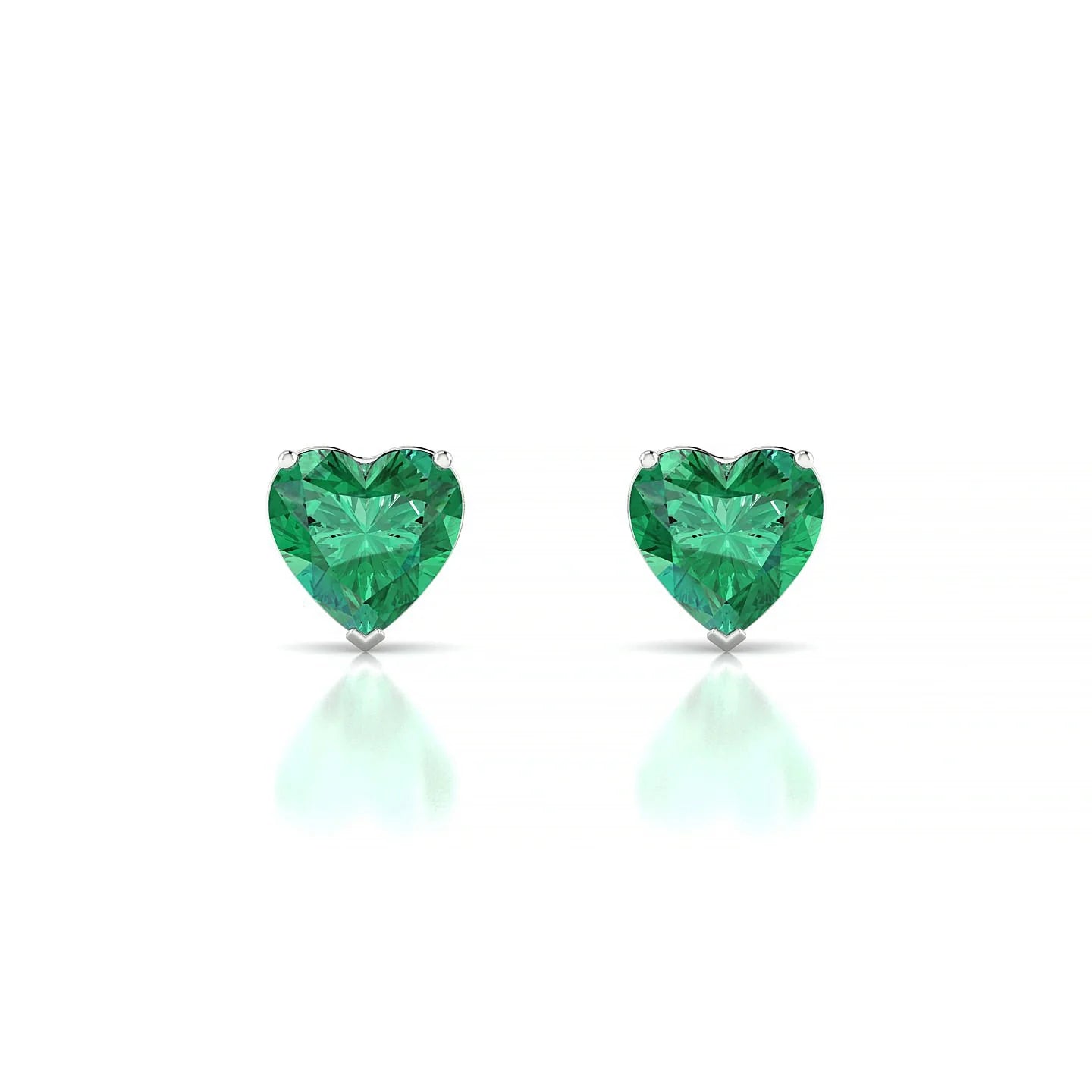Radiance | 18k White Gold 5.5 mm Heart Emerald Earrings