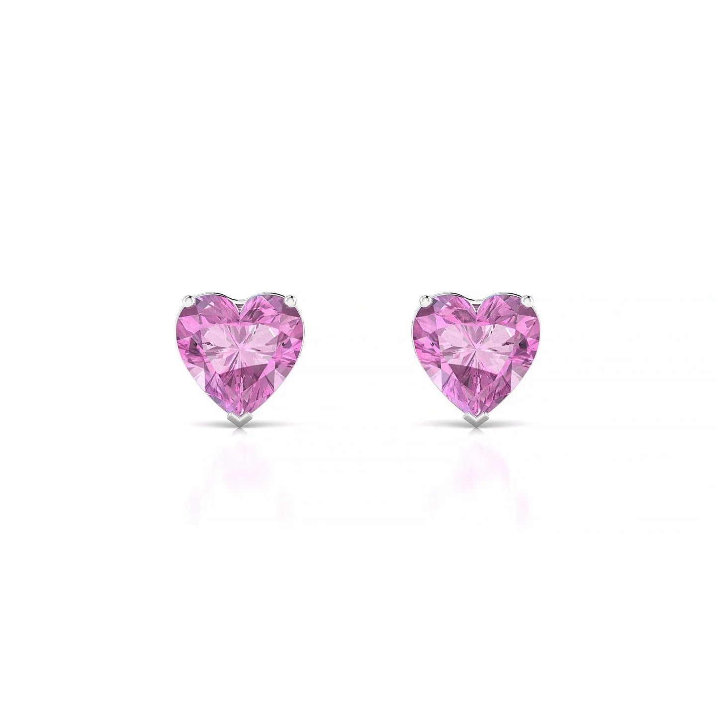 Radiance | 18k White Gold 5.5 mm Heart Pink Sapphire Earrings
