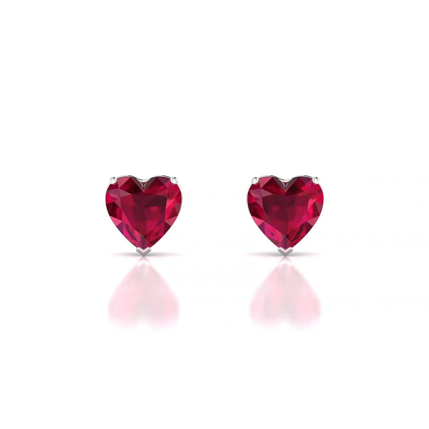 Radiance | 18k White Gold 5.5 mm Heart Ruby Earrings