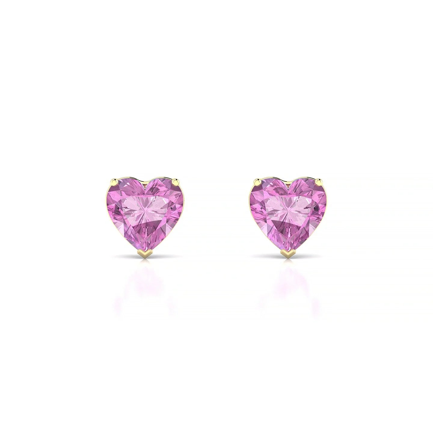 Radiance | 18k Yellow Gold 5.5 mm Heart Pink Sapphire Earrings