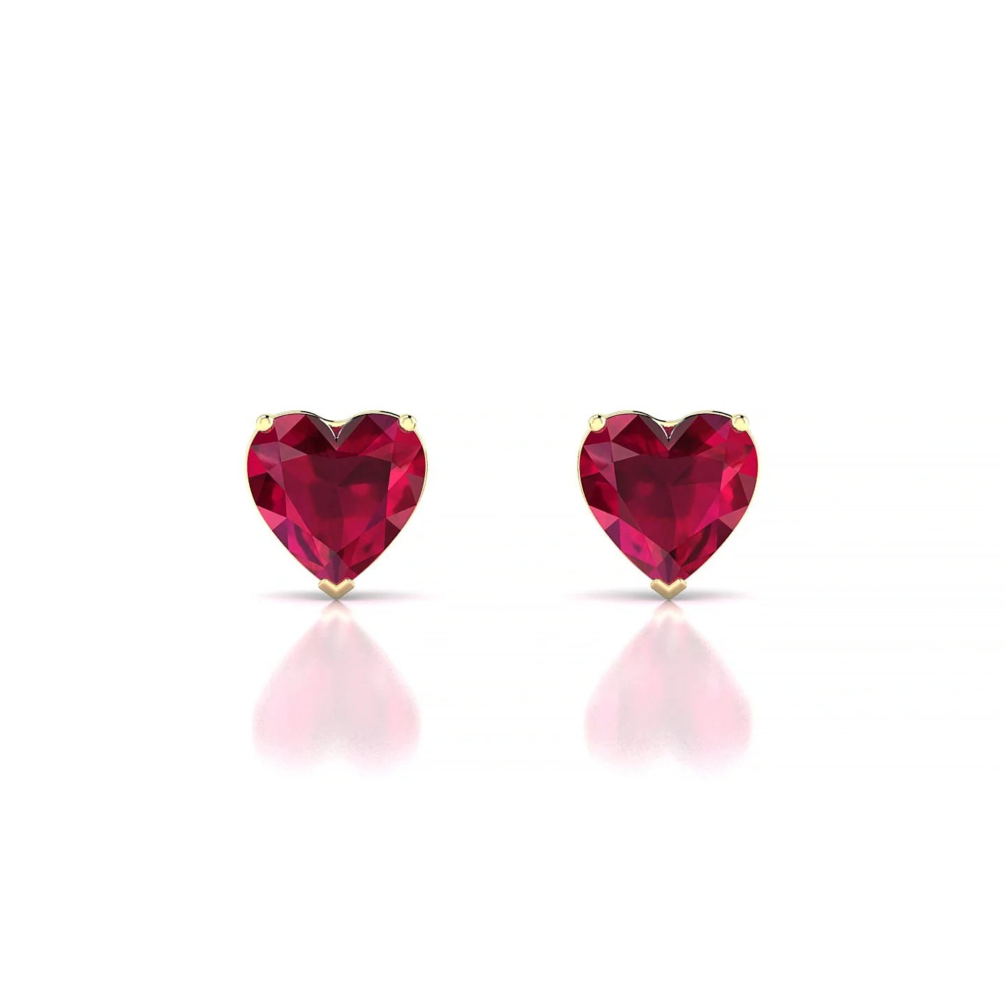 Radiance | 18k Yellow Gold 5.5 mm Heart Ruby Earrings