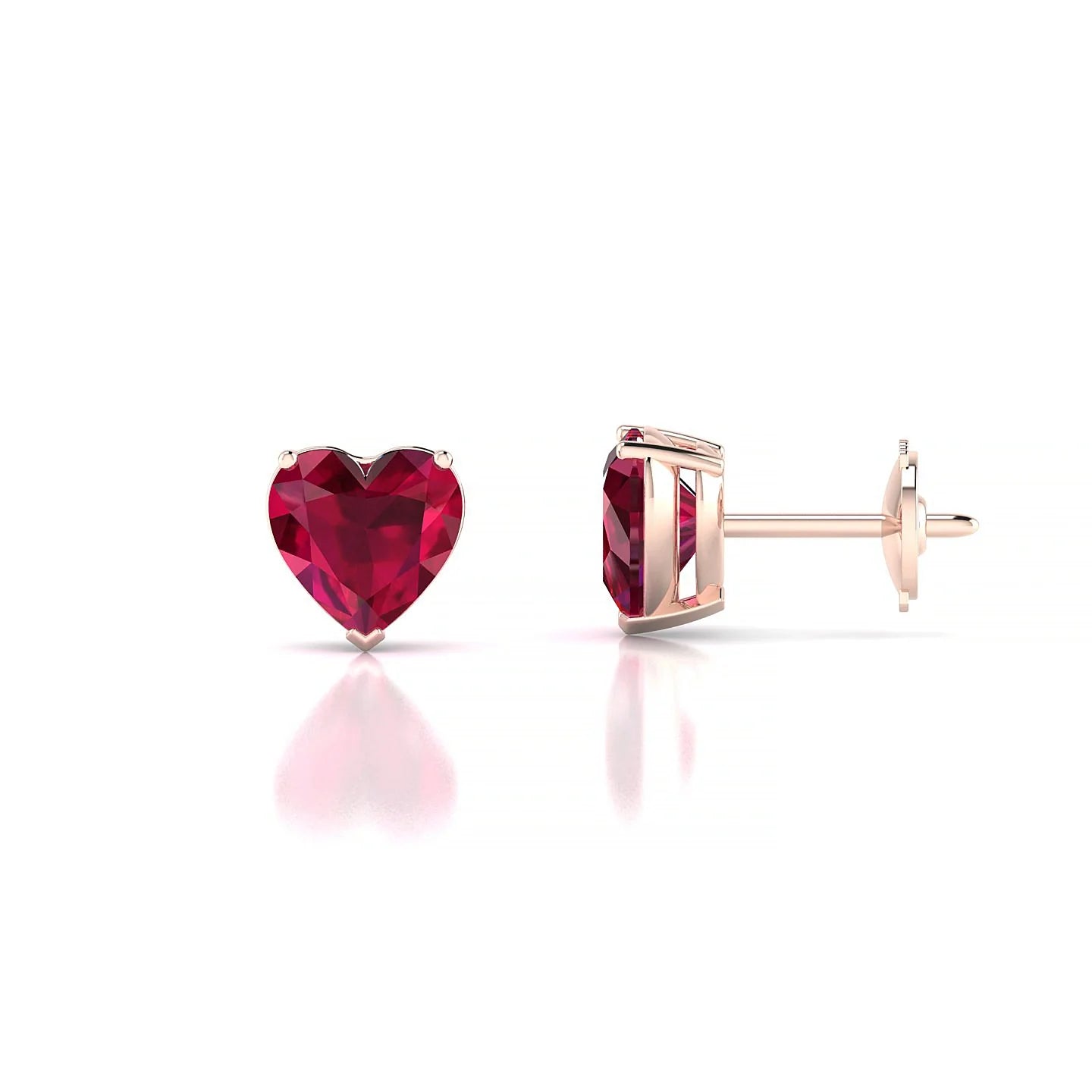 Radiance | 18k Rose Gold 5.5 mm Heart Ruby Earrings