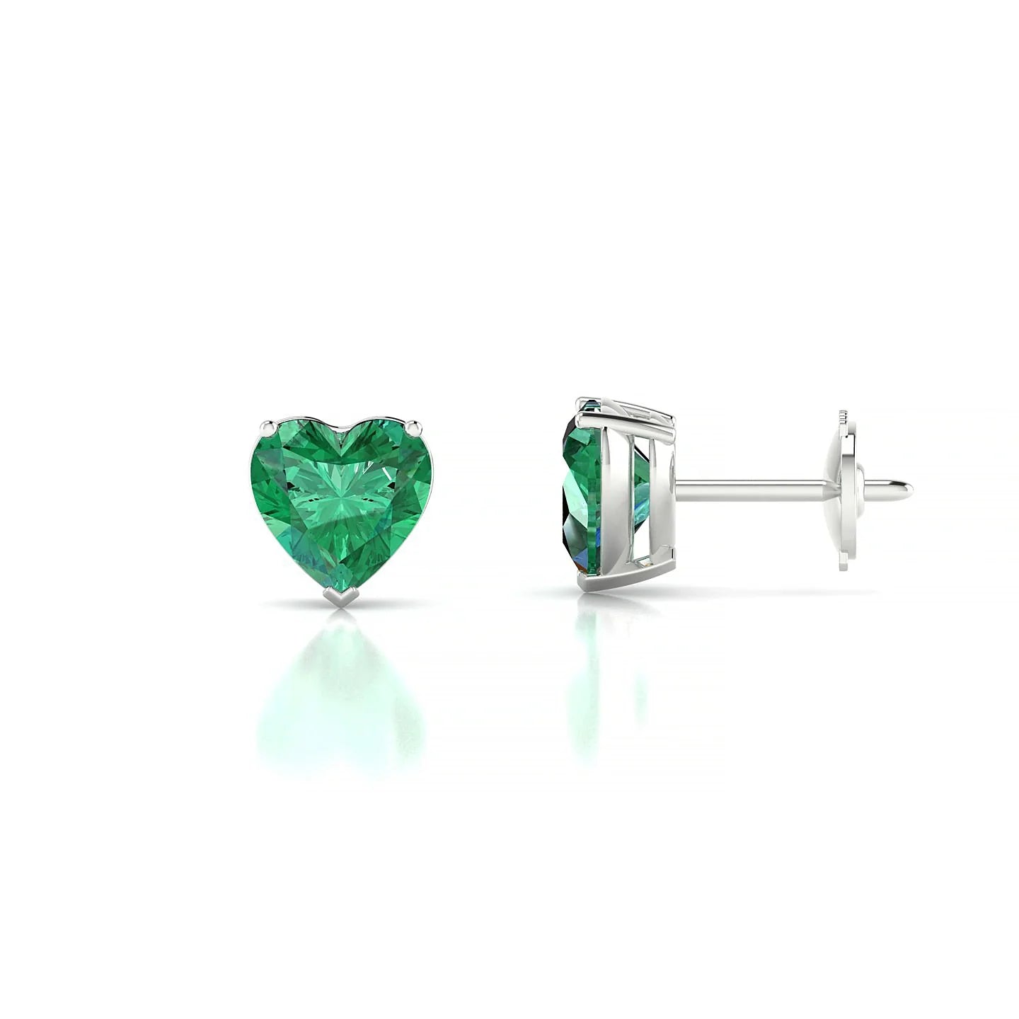 Radiance | 18k White Gold 5.5 mm Heart Emerald Earrings