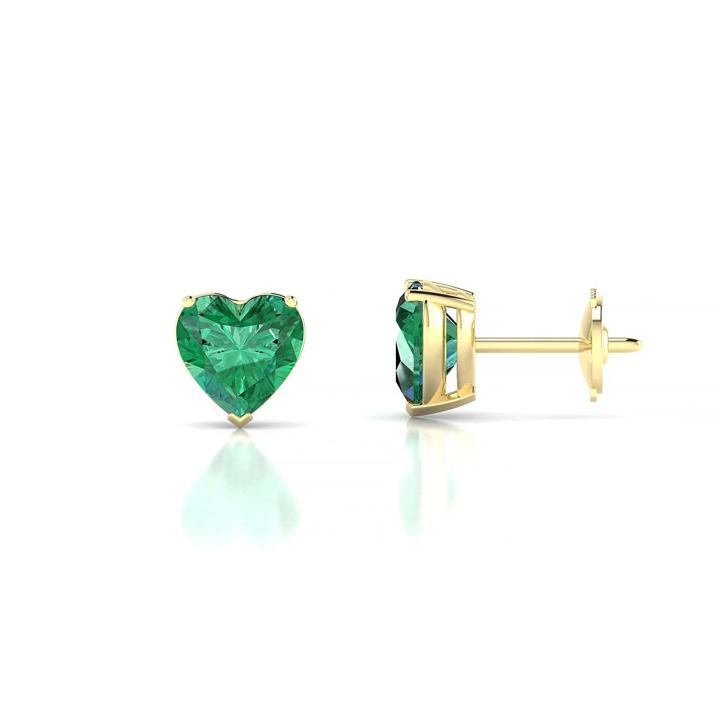 Radiance | 18k Yellow Gold 5.5 mm Heart Emerald Earrings