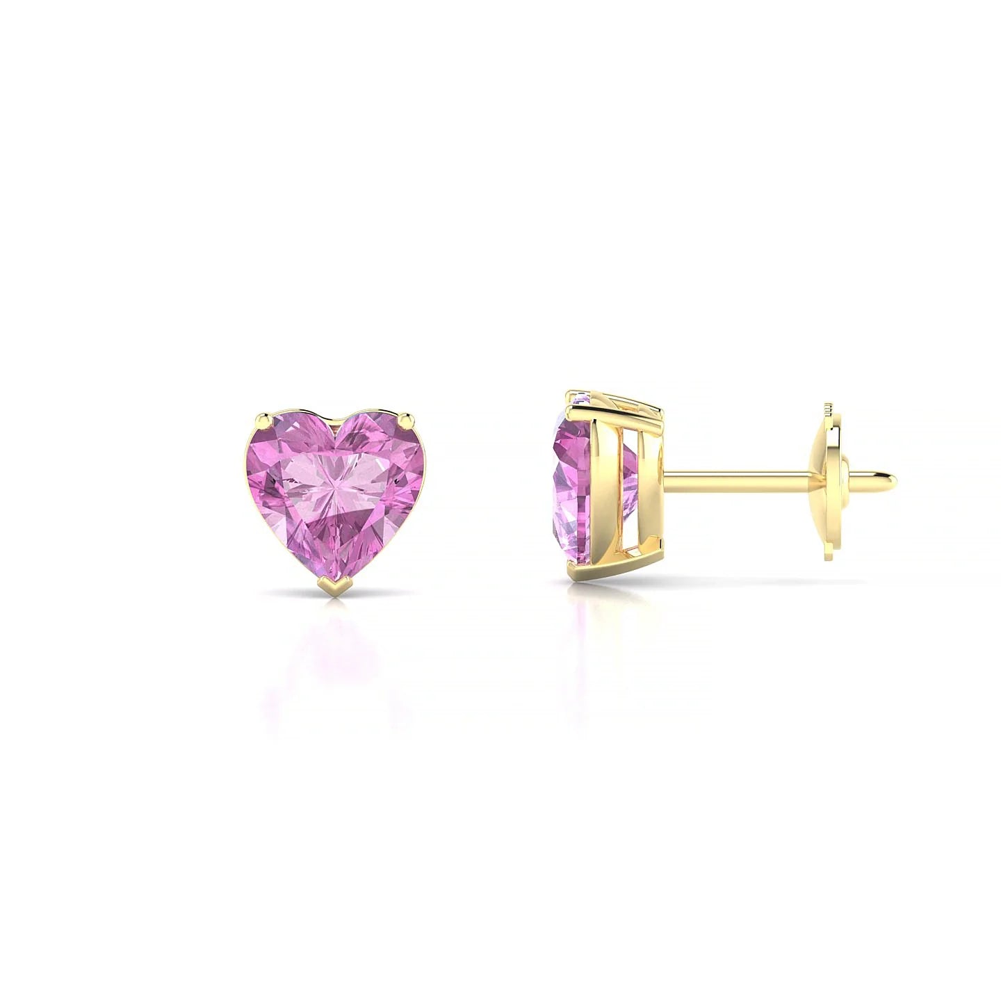 Radiance | 18k Yellow Gold 5.5 mm Heart Pink Sapphire Earrings