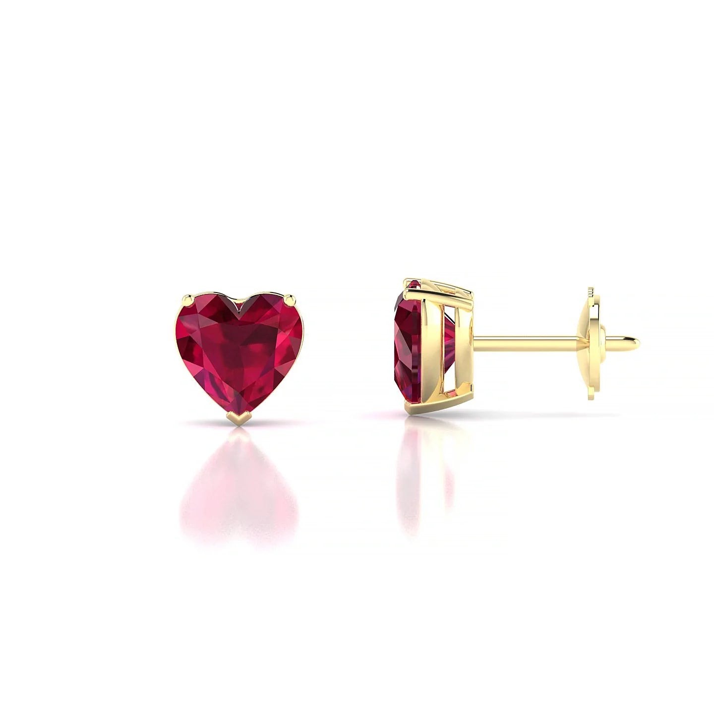 Radiance | 18k Yellow Gold 5.5 mm Heart Ruby Earrings