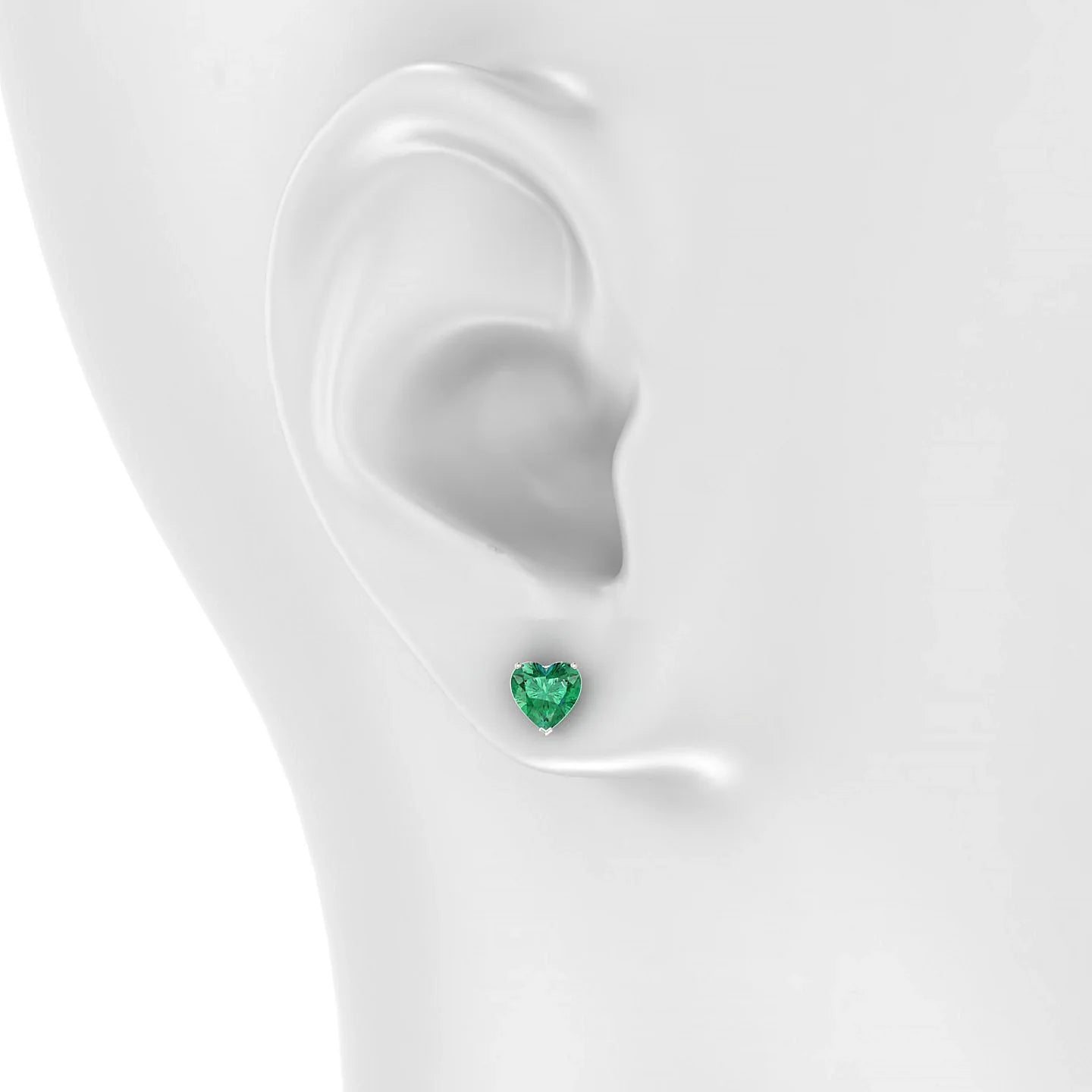 Radiance | 18k White Gold 5.5 mm Heart Emerald Earrings