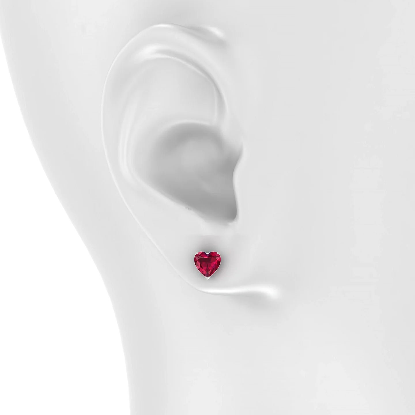 Radiance | 18k White Gold 5.5 mm Heart Ruby Earrings