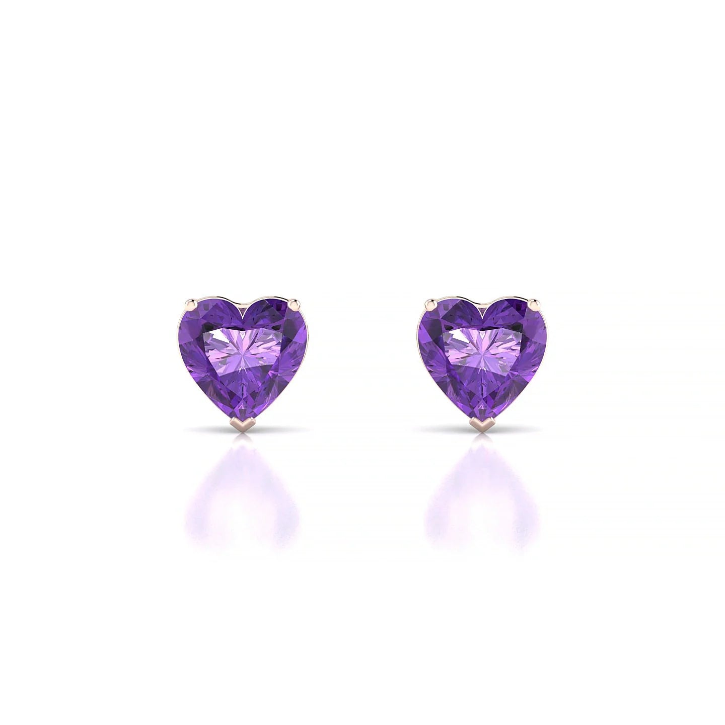 Radiance | 18k Rose Gold 6 mm Heart Amethyst Earrings