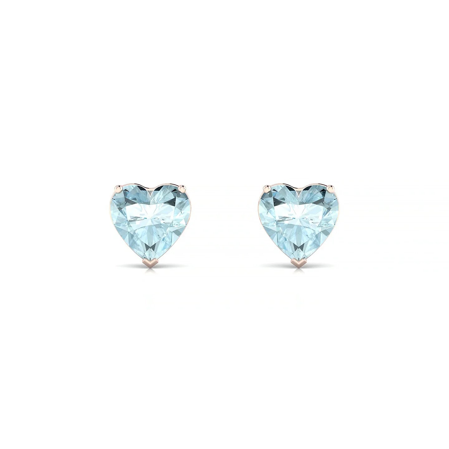 Radiance | 18k Rose Gold 6 mm Heart Aquamarine Earrings