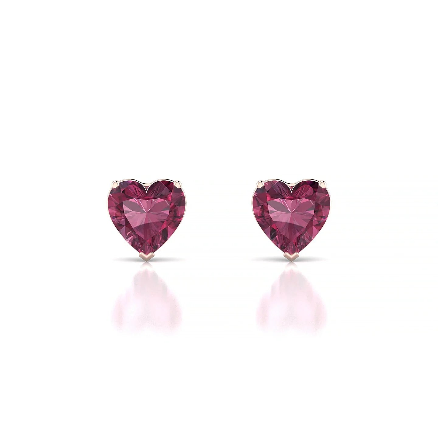 Radiance | 18k Rose Gold 6 mm Heart Rhodolite Earrings