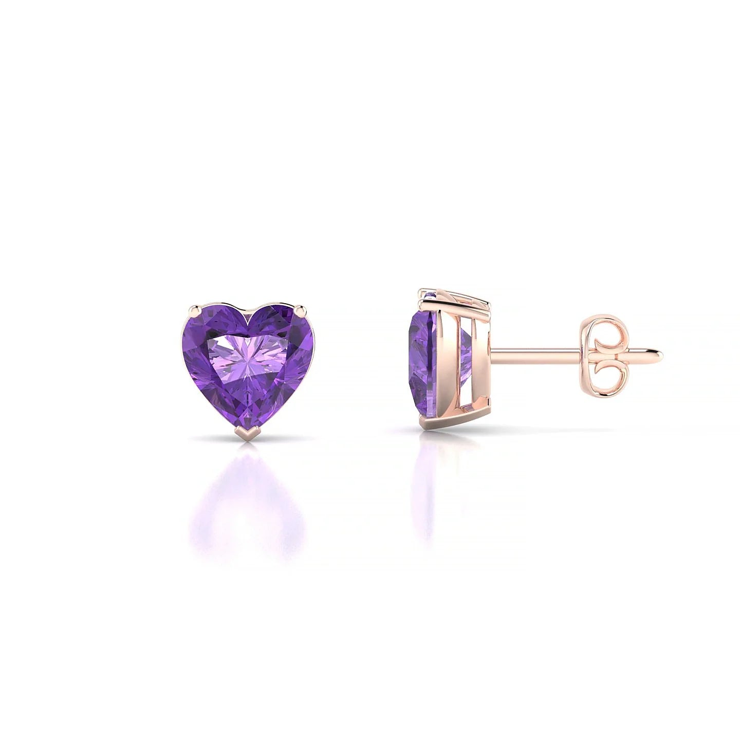 Radiance | 18k Rose Gold 6 mm Heart Amethyst Earrings