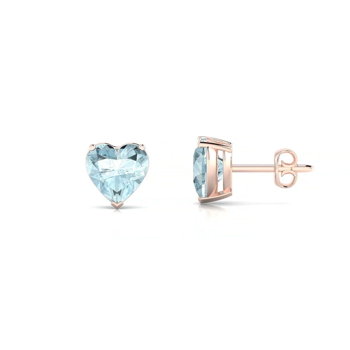 Radiance | 18k Rose Gold 6 mm Heart Aquamarine Earrings