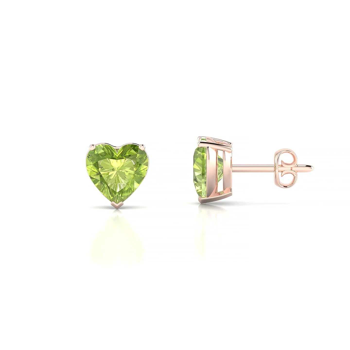 Radiance | 18k Rose Gold 6 mm Heart Peridot Earrings