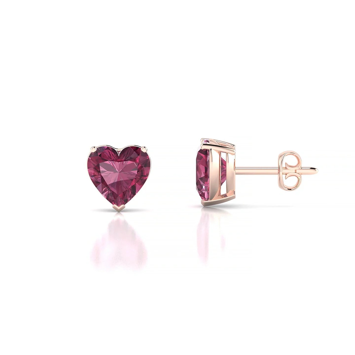 Radiance | 18k Rose Gold 6 mm Heart Rhodolite Earrings