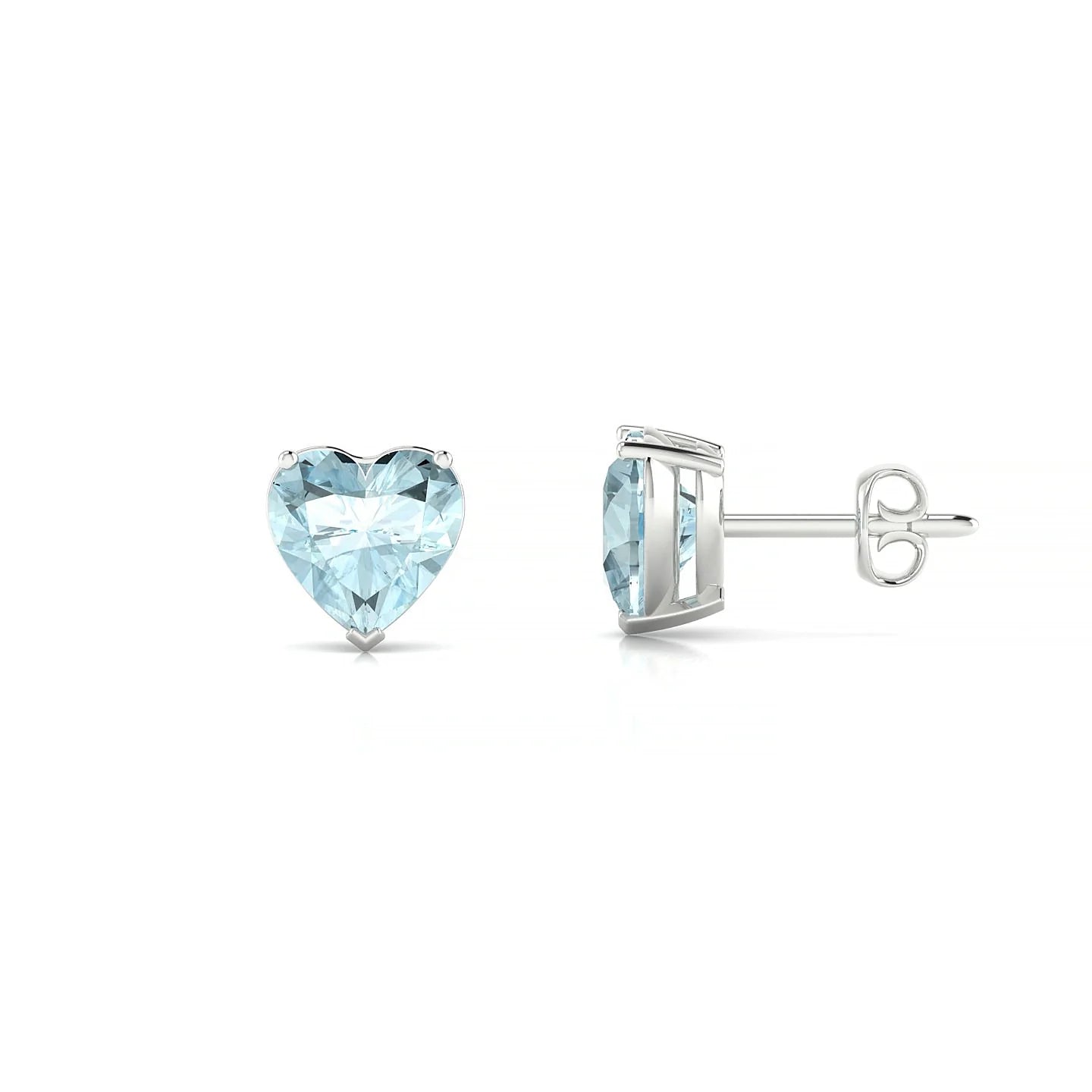 Radiance | 18k White Gold 6 mm Heart Aquamarine Earrings