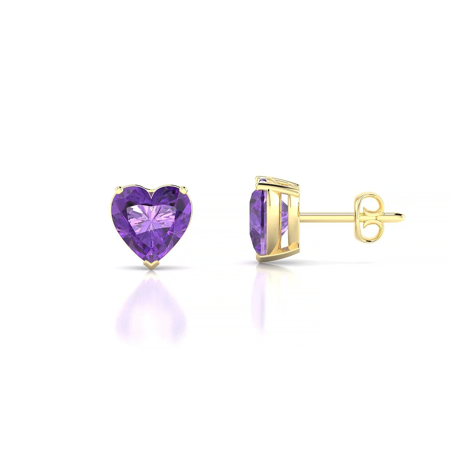 Radiance | 18k Yellow Gold 6 mm Heart Amethyst Earrings