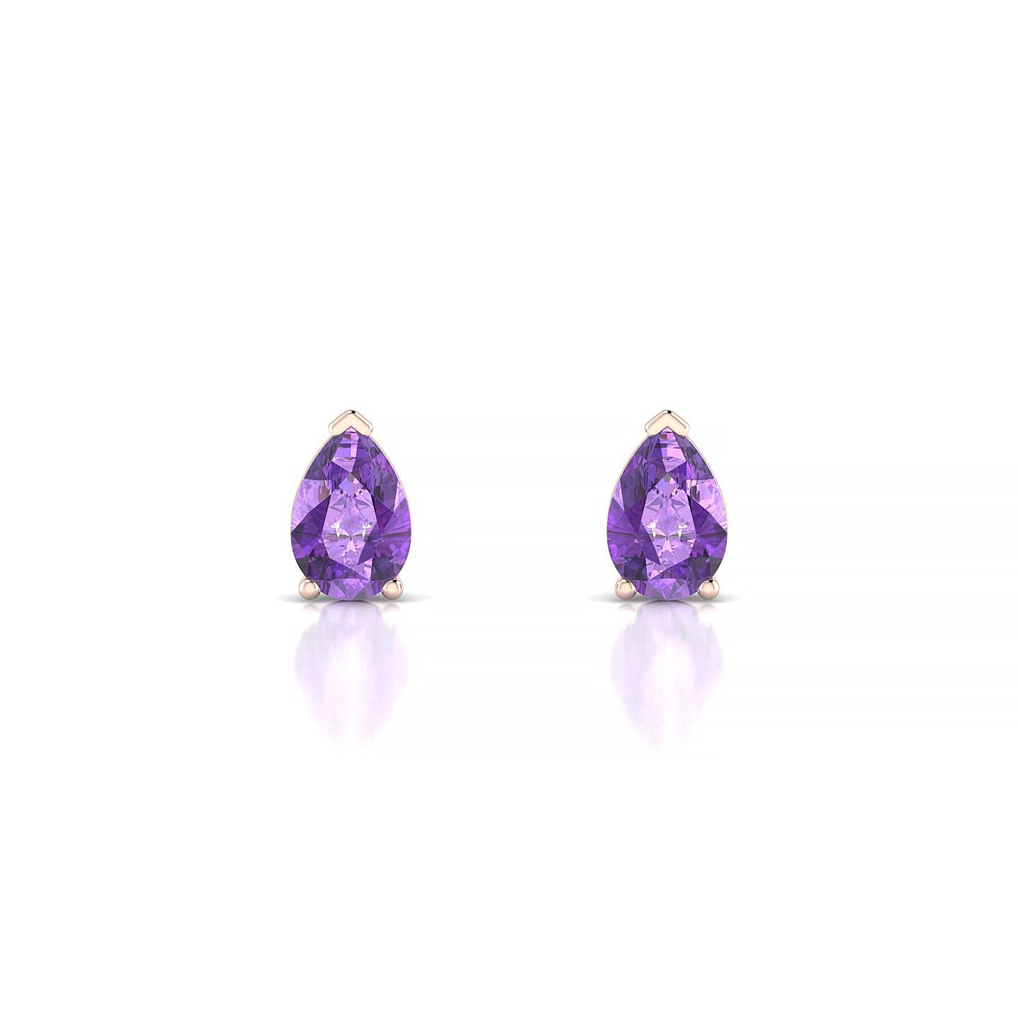 Radiance | 18k Rose Gold 6 x 4 mm Pear Amethyst Earrings
